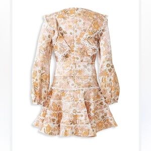 New Bardot Sadie Floral Tiered Dress Vintage Floral Orange Tan Pink Gold